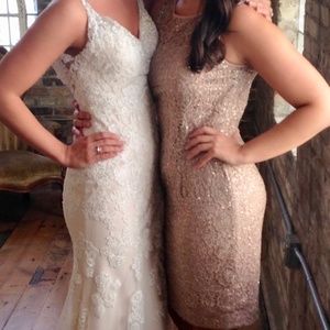 Adrianna Papell Beige Sequin Dress